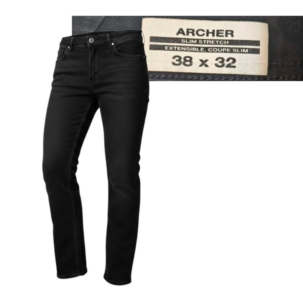 Buffalo David Bitton Archer Slim Stretch Black Jeans‎ Men Size 38x30